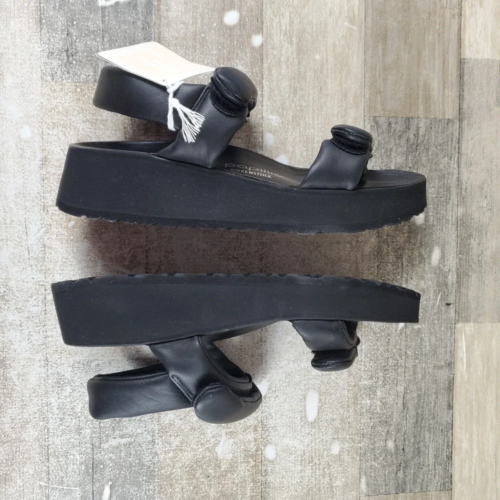 Birkenstock Papillio Theda Womens Sandals Sz 8 Narrow‎ Black Leather Ankle Strap